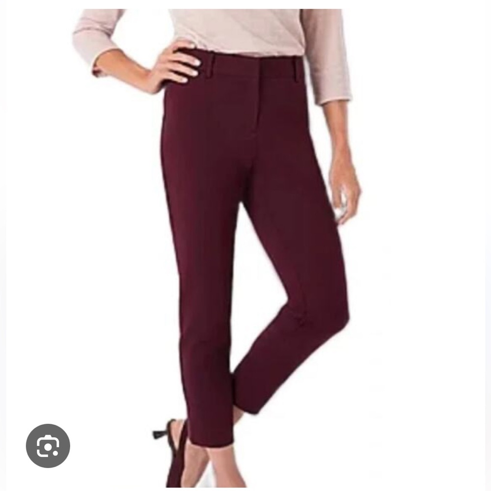 White House Black Market The Slim Ankle Pant in Burgundy Plum Size 0